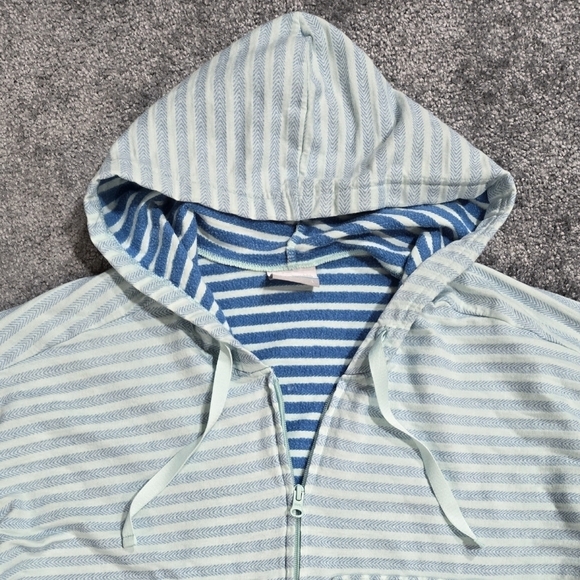 Columbia Melody Spring Blue Stripe Lightweight Hooded Zip Jacket Hoodie - Picture 4 of 7